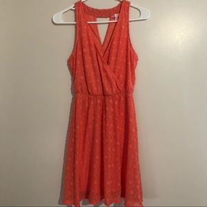 Coral Sleeveless Mini Dress with Semi Open Back